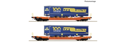 Roco 6600064 - H0 - 2-tlg. Set Taschenwagen T5 Walter, Wascosa, Ep. VI